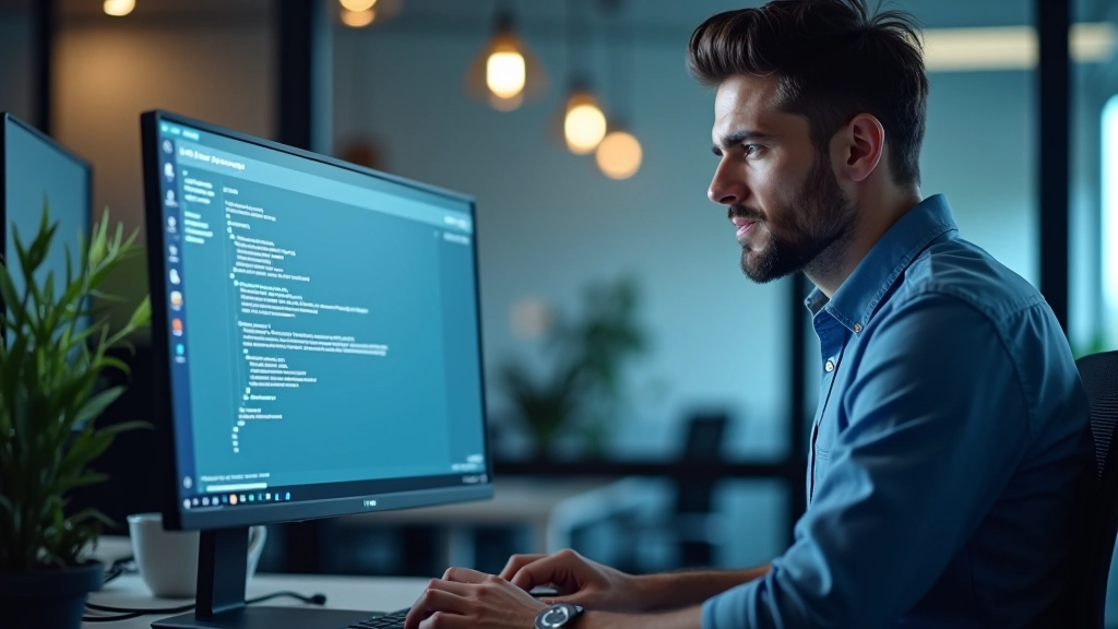 Especialista revisa eventos en pantalla, analizando registros de errores de Windows